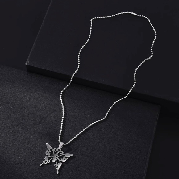 “Tribal Butterfly” Stainless Steel Lasercut Cut-out Hollow Open Abstract Pendant - Picture 16 of 16